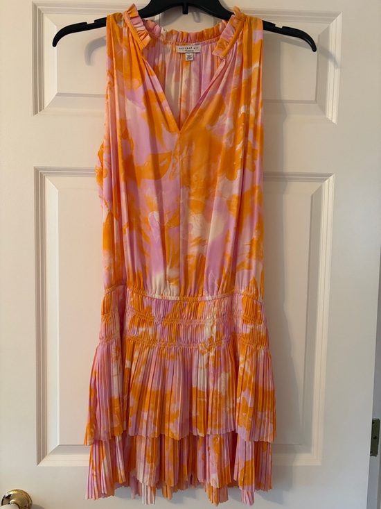 Anthropologie Dresses & Skirts - Anthropologie Pink & Orange Ruffled V-Neck Tiered Dress
